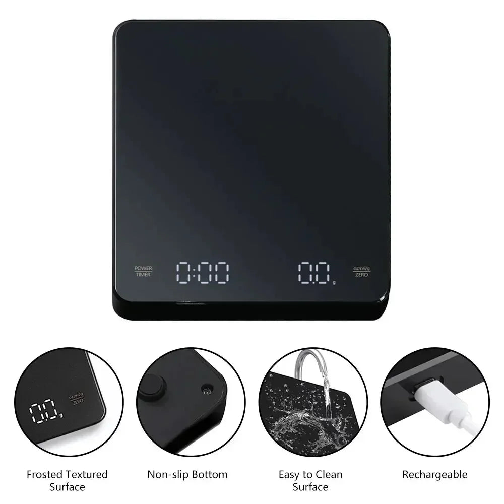 PerfectMeasures Pro Kitchen Scale with Built-In Timer — 3kg / 0.1g Precision